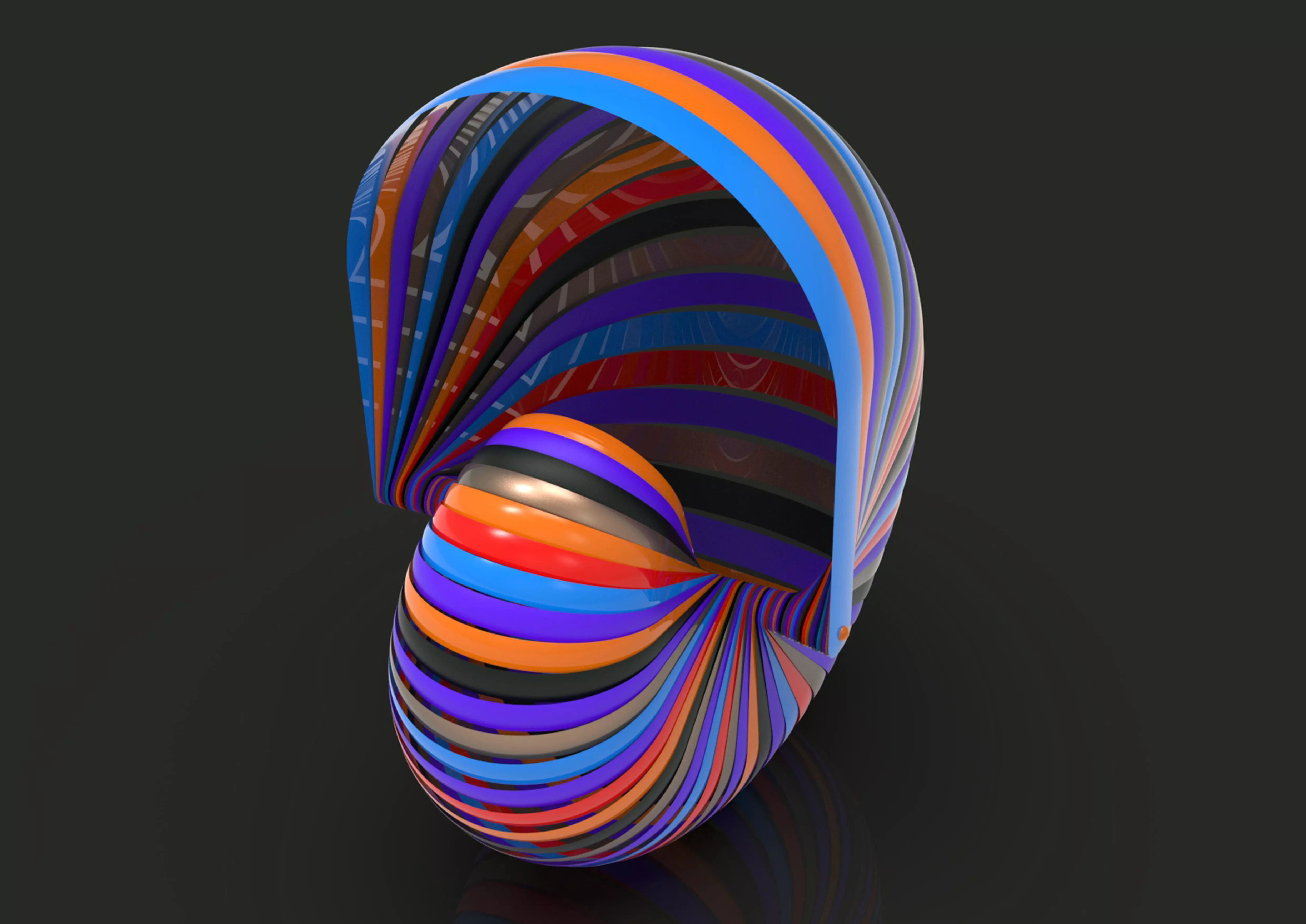 shellstream colorful spiral shell 3D print model_0