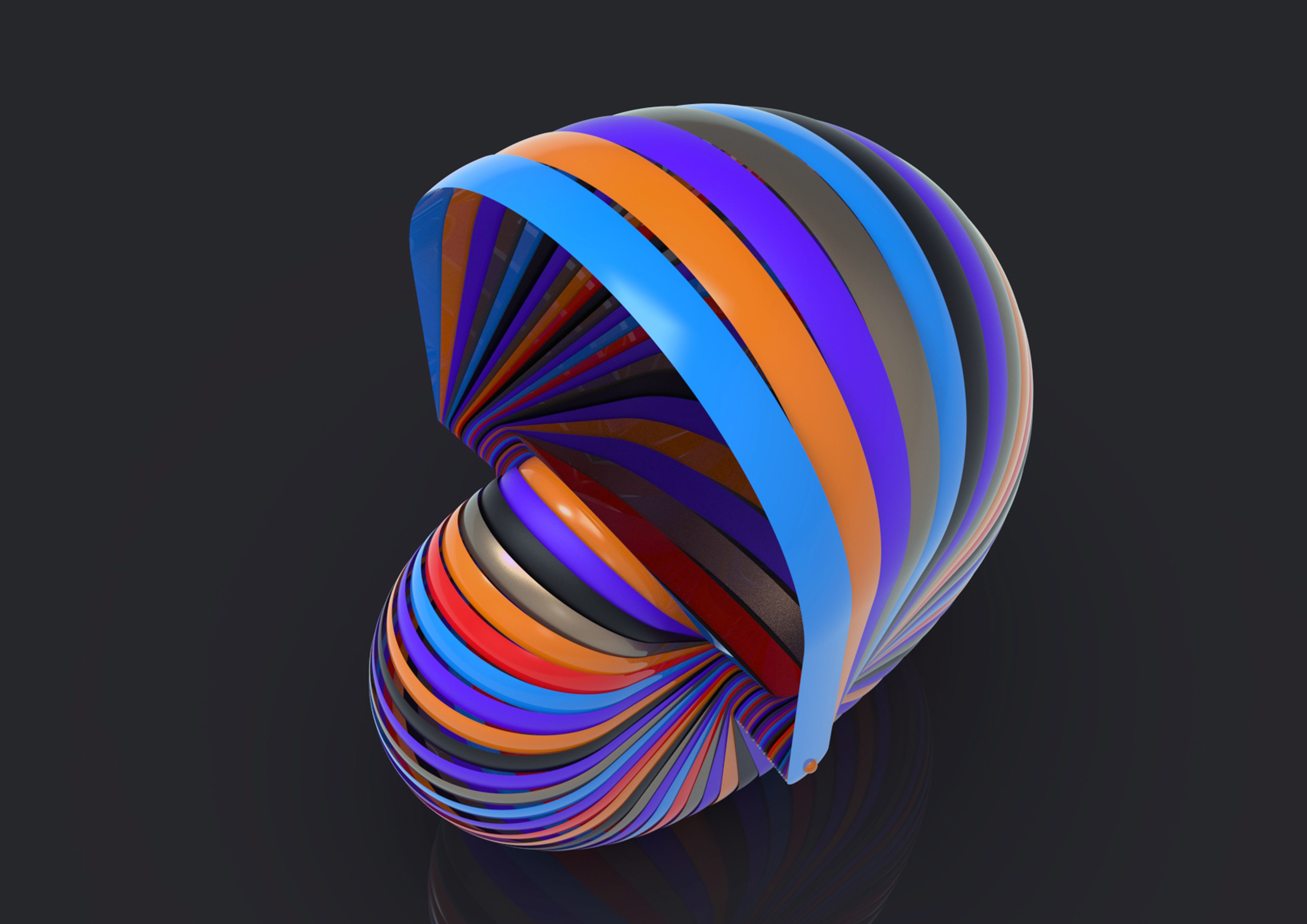 shellstream colorful spiral shell 3D print model_2