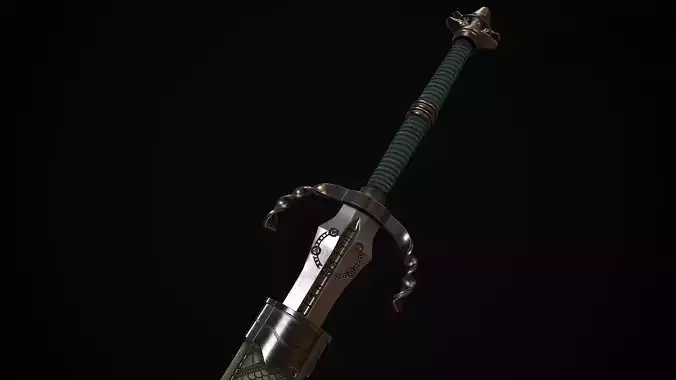 Witcher silver sword Low-poly 3D model