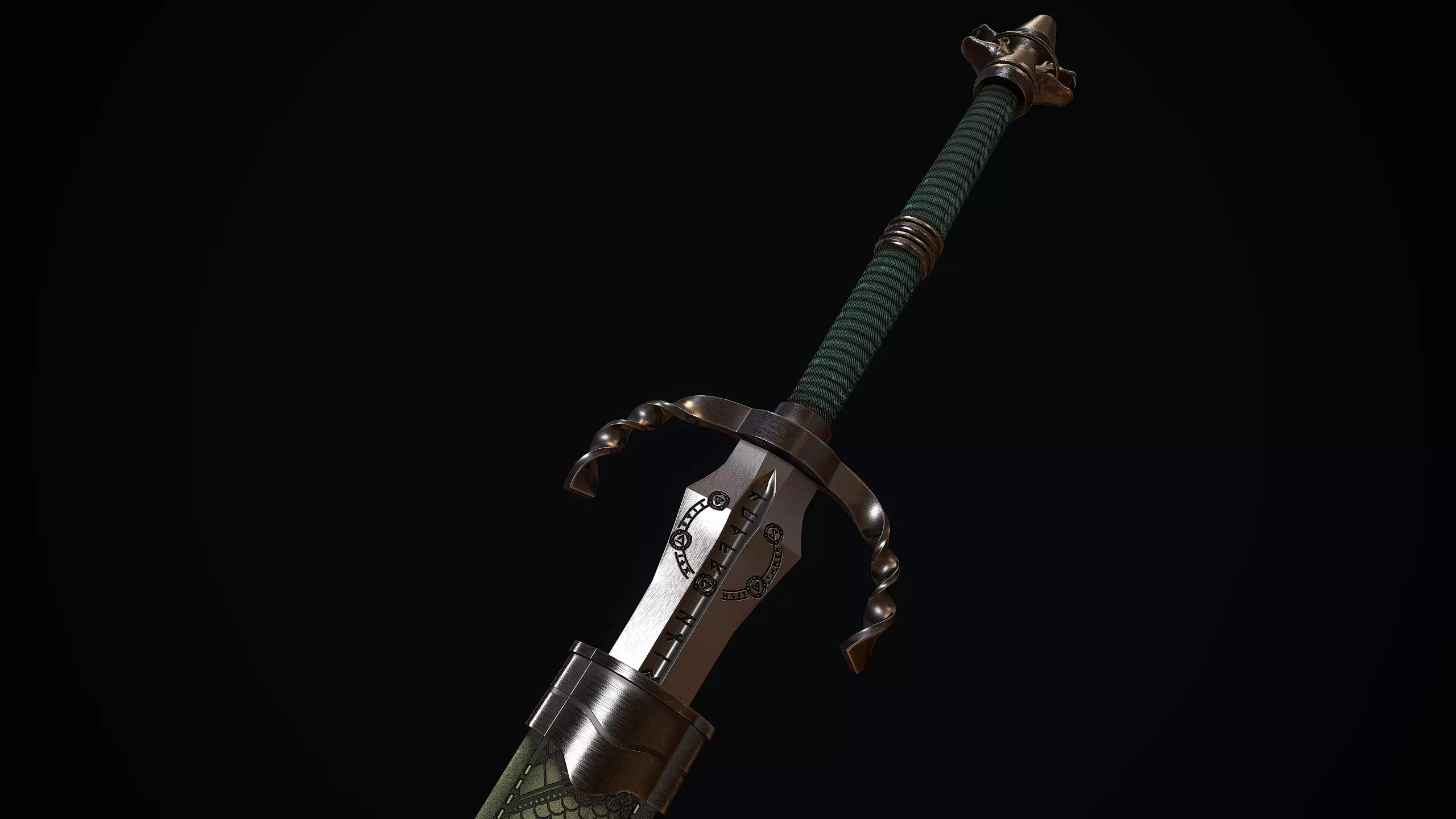 Witcher silver sword Low-poly 3D model
