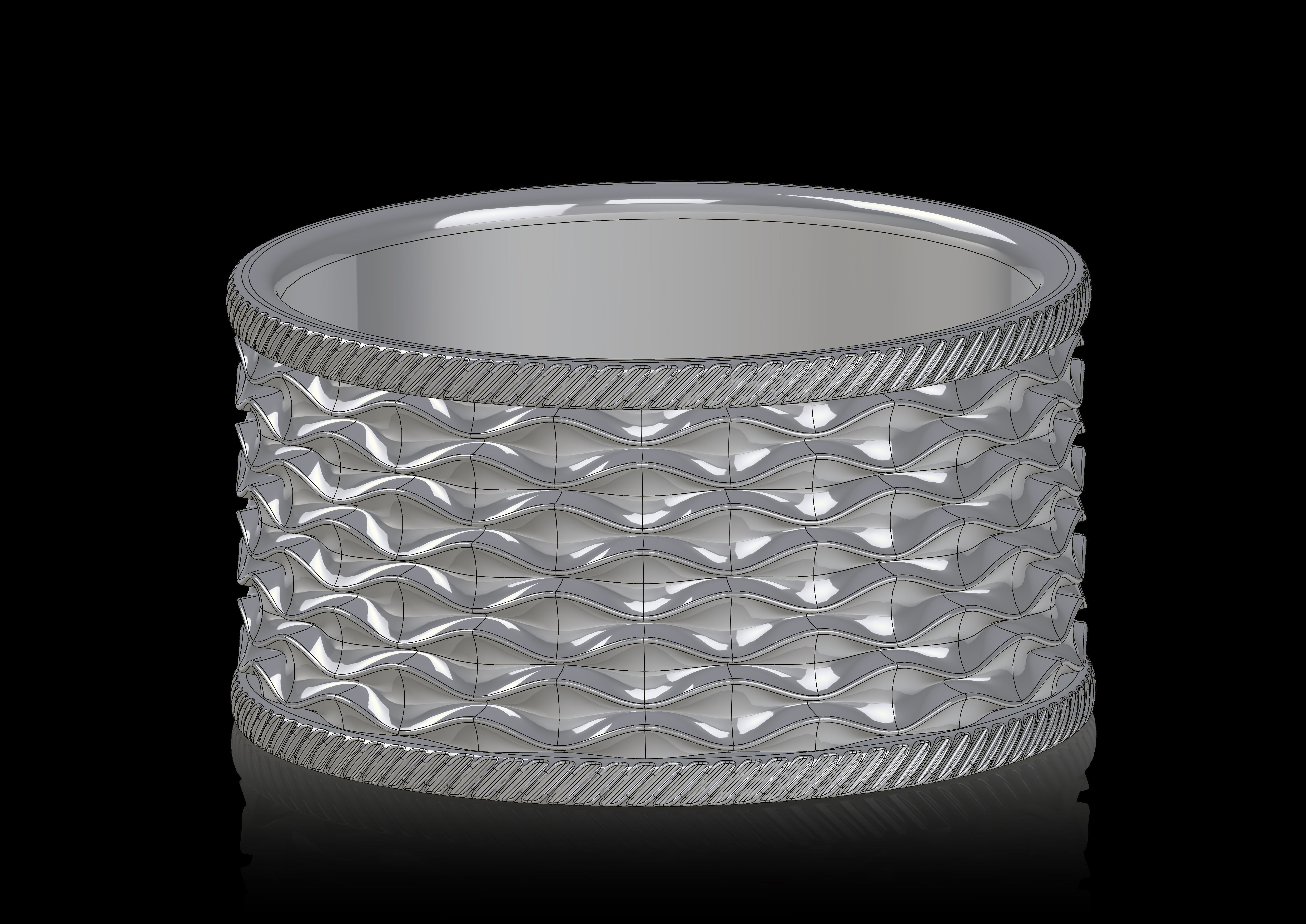 ringstone silver ring with diamonds 3D print model_3