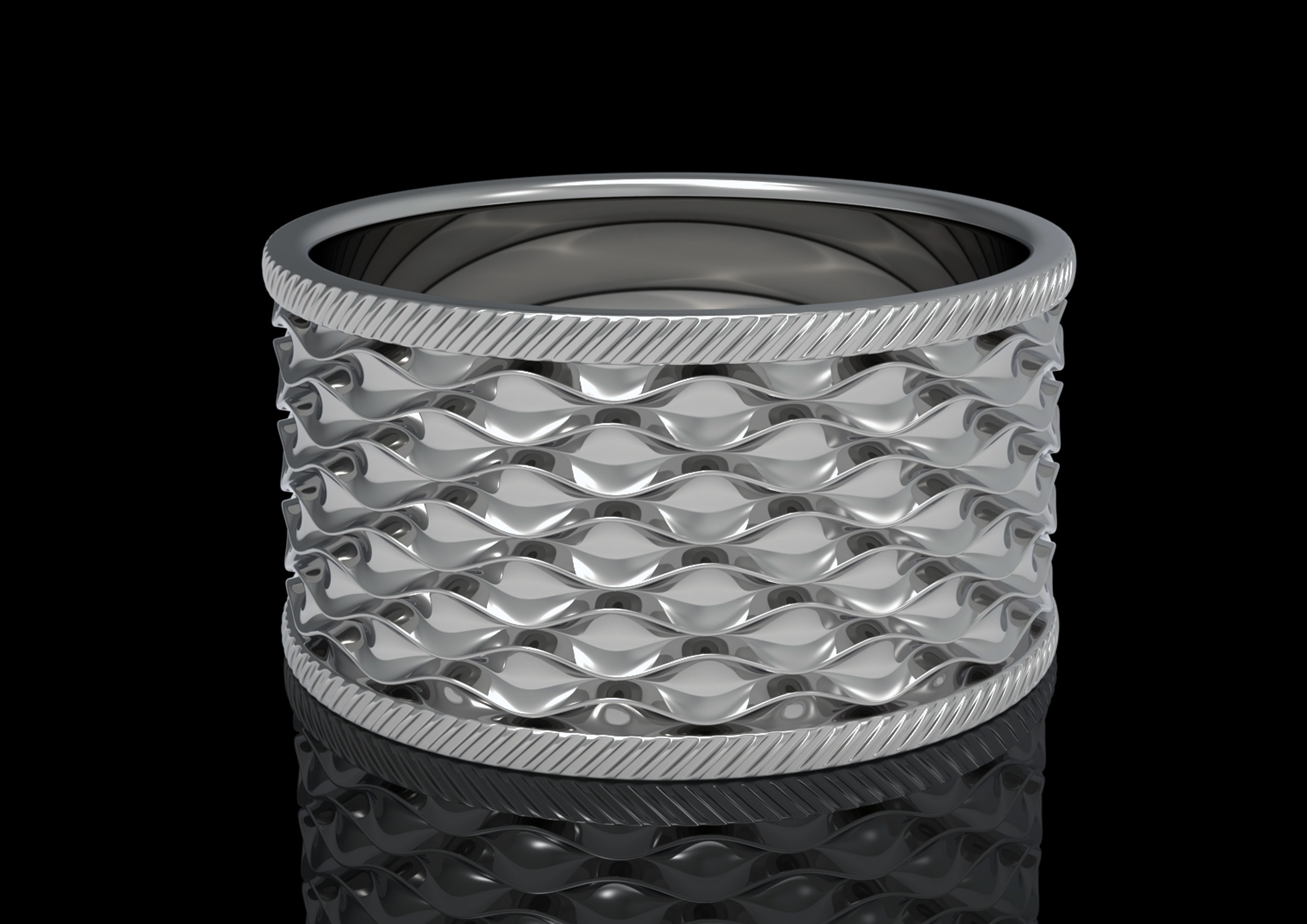 ringstone silver ring with diamonds 3D print model_1