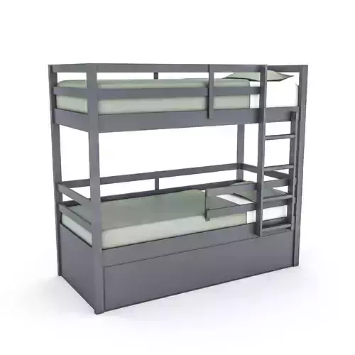 3D modern wooden bunk bed