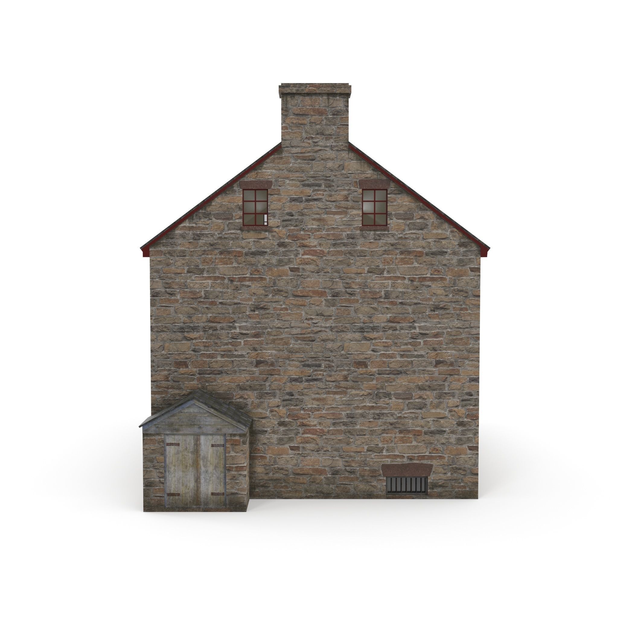 Stone house Low-poly 3D model_6