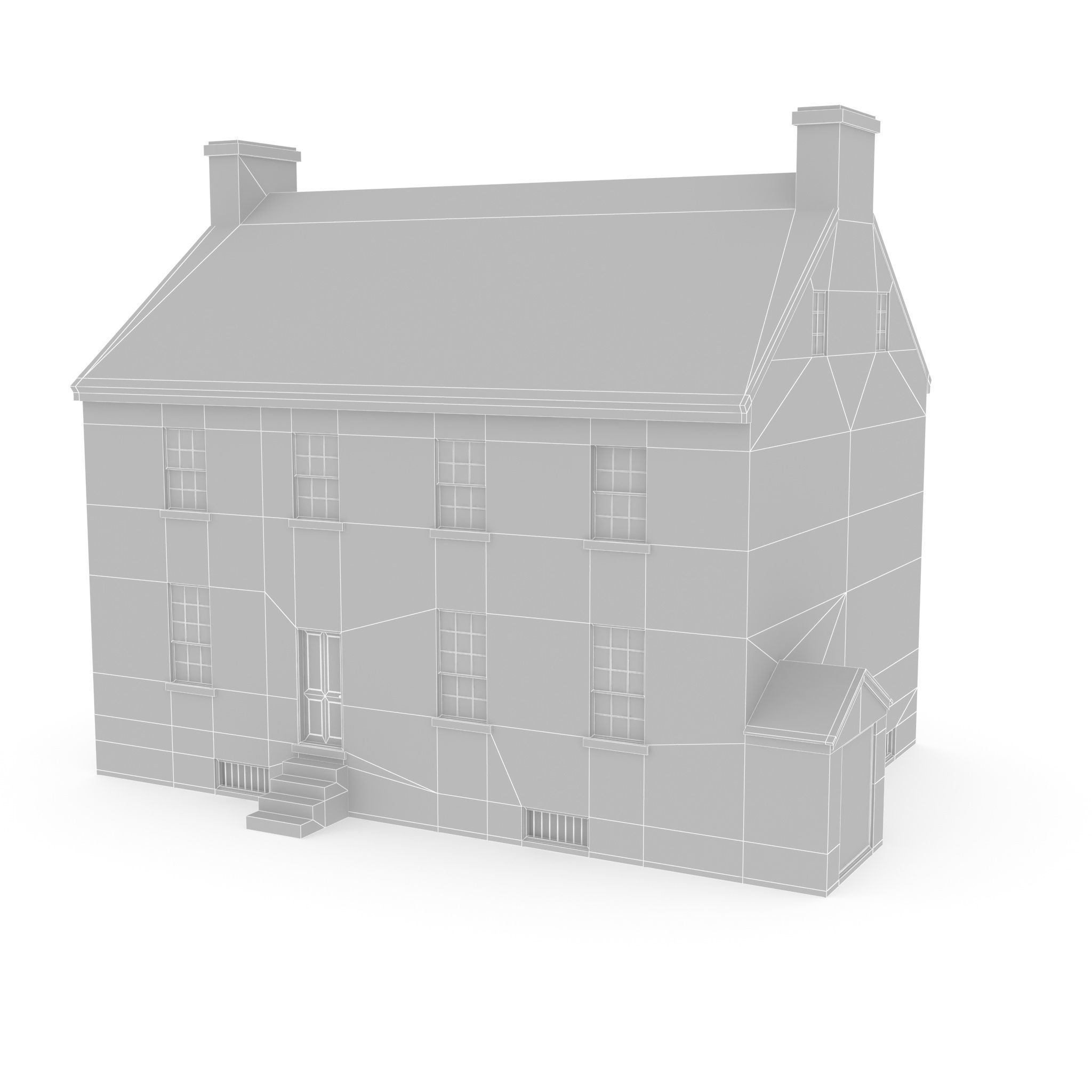 Stone house Low-poly 3D model_9