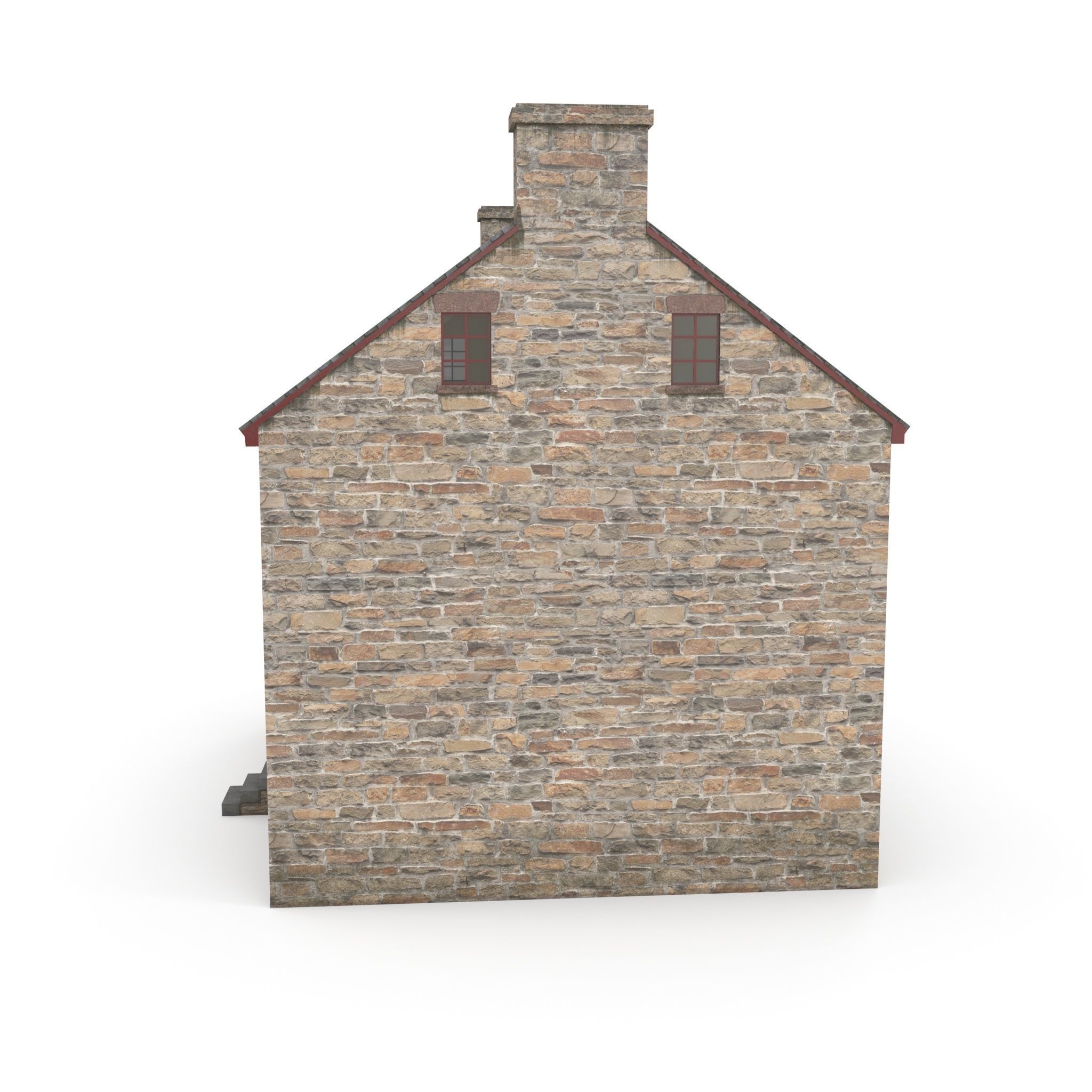Stone house Low-poly 3D model_3