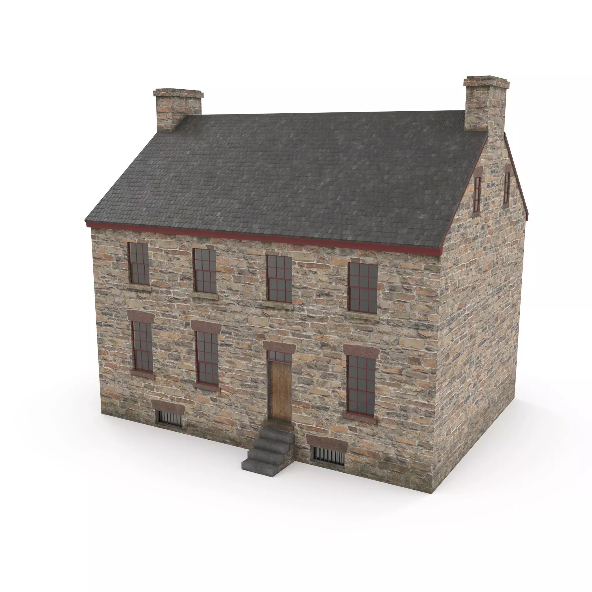 Stone house Low-poly 3D model_0