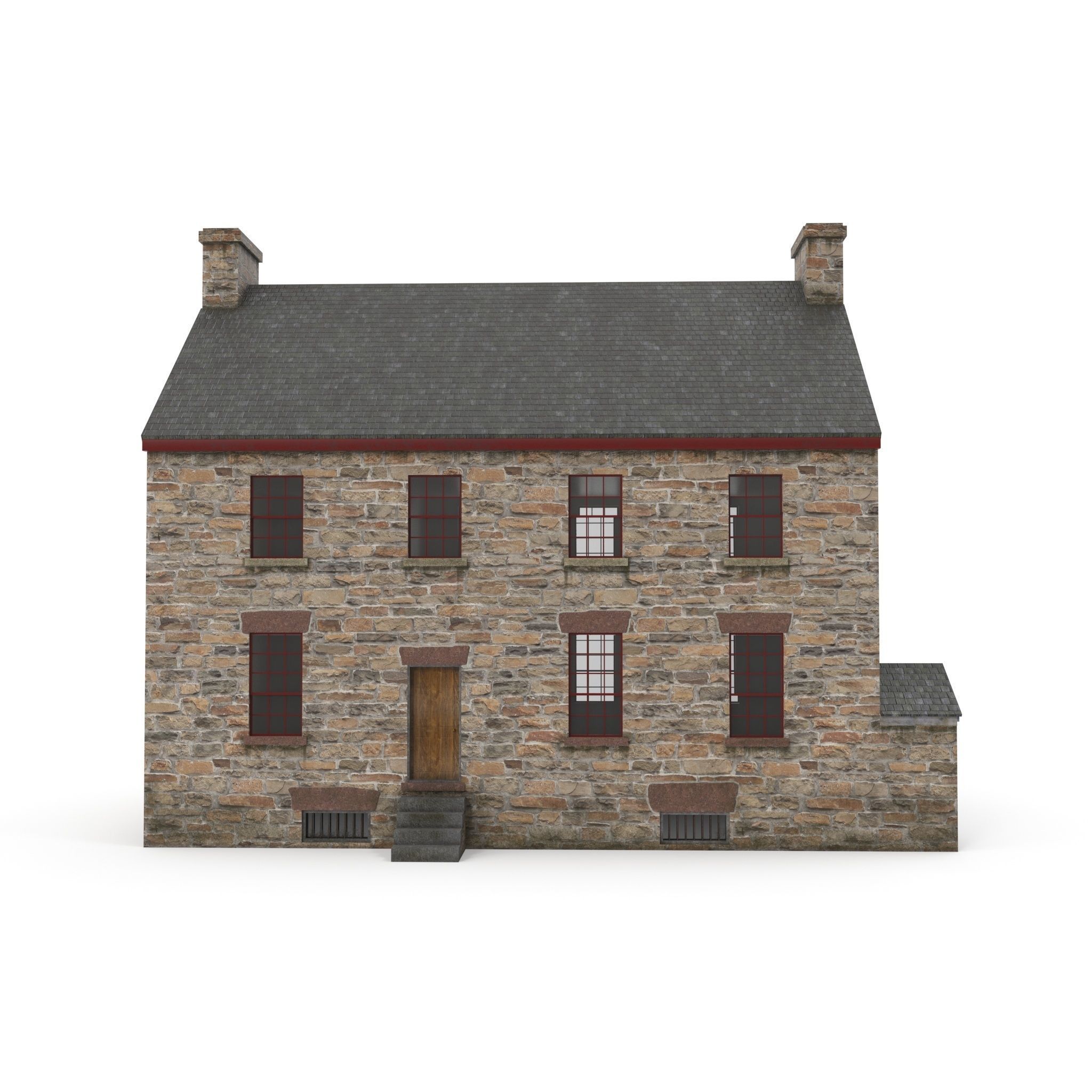Stone house Low-poly 3D model_5
