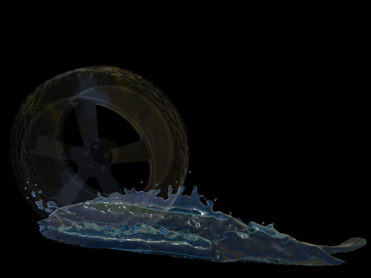car wheel water splash set 2 3D model_4