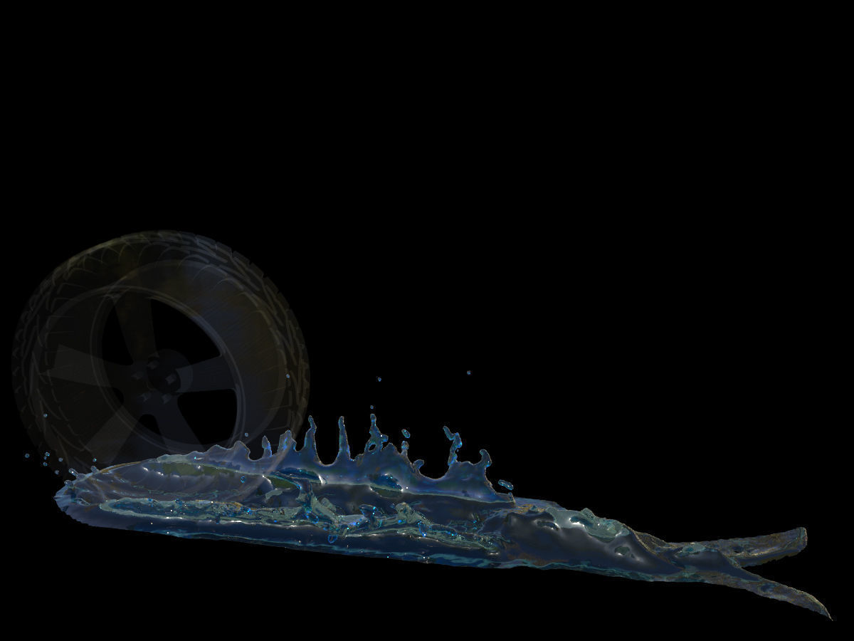 car wheel water splash set 2 3D model_3