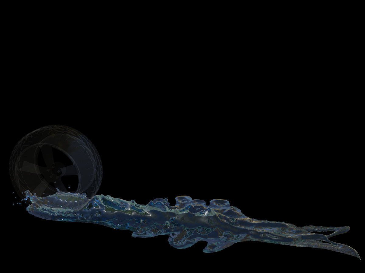 car wheel water splash set 2 3D model_2