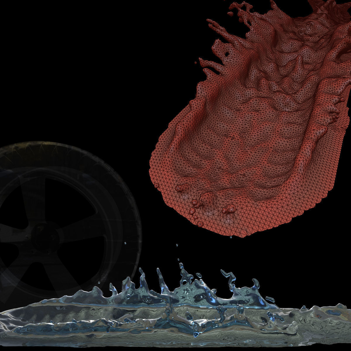 car wheel water splash set 2 3D model_1