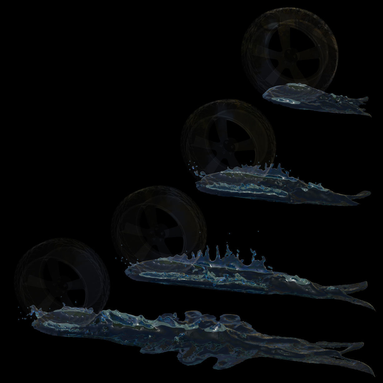 car wheel water splash set 2 3D model_0