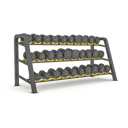 dumbbells 3D model dumbbell rack Low-poly 3D model