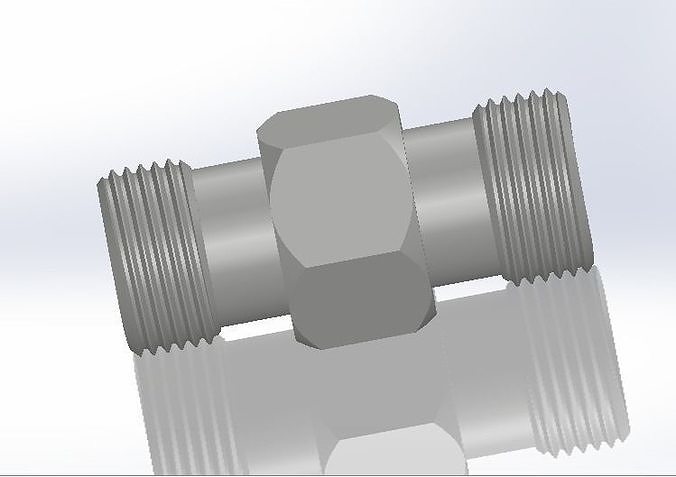 threaded male connector Low-poly 3D print model