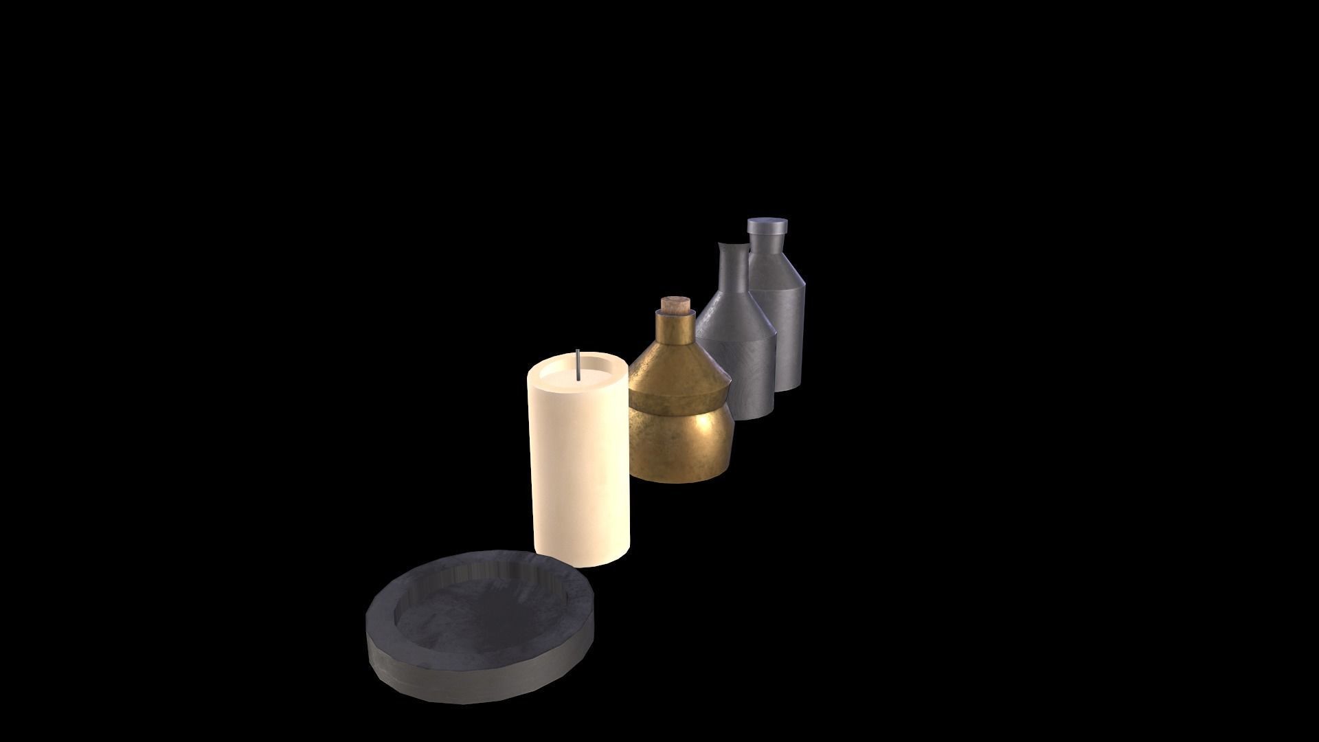 Beverage Bottle and Candle Low-poly 3D model_7