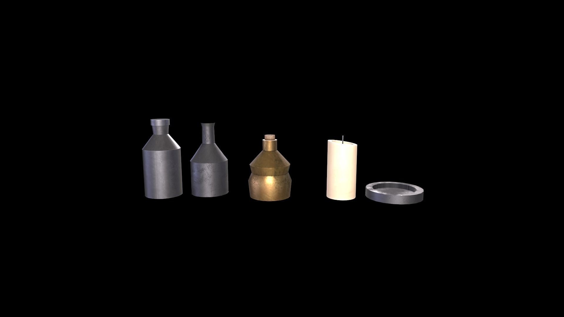 Beverage Bottle and Candle Low-poly 3D model_3