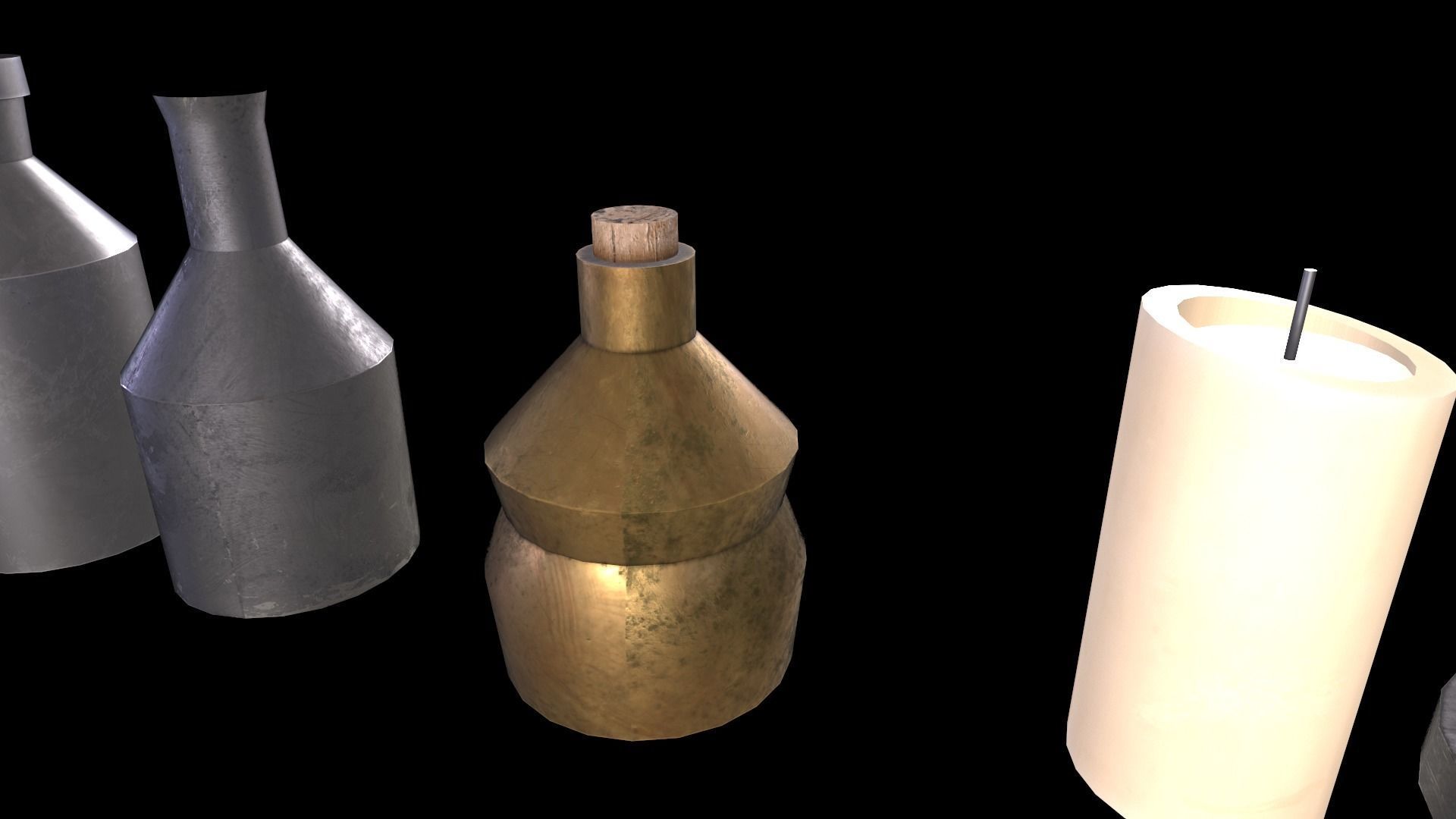 Beverage Bottle and Candle Low-poly 3D model_8