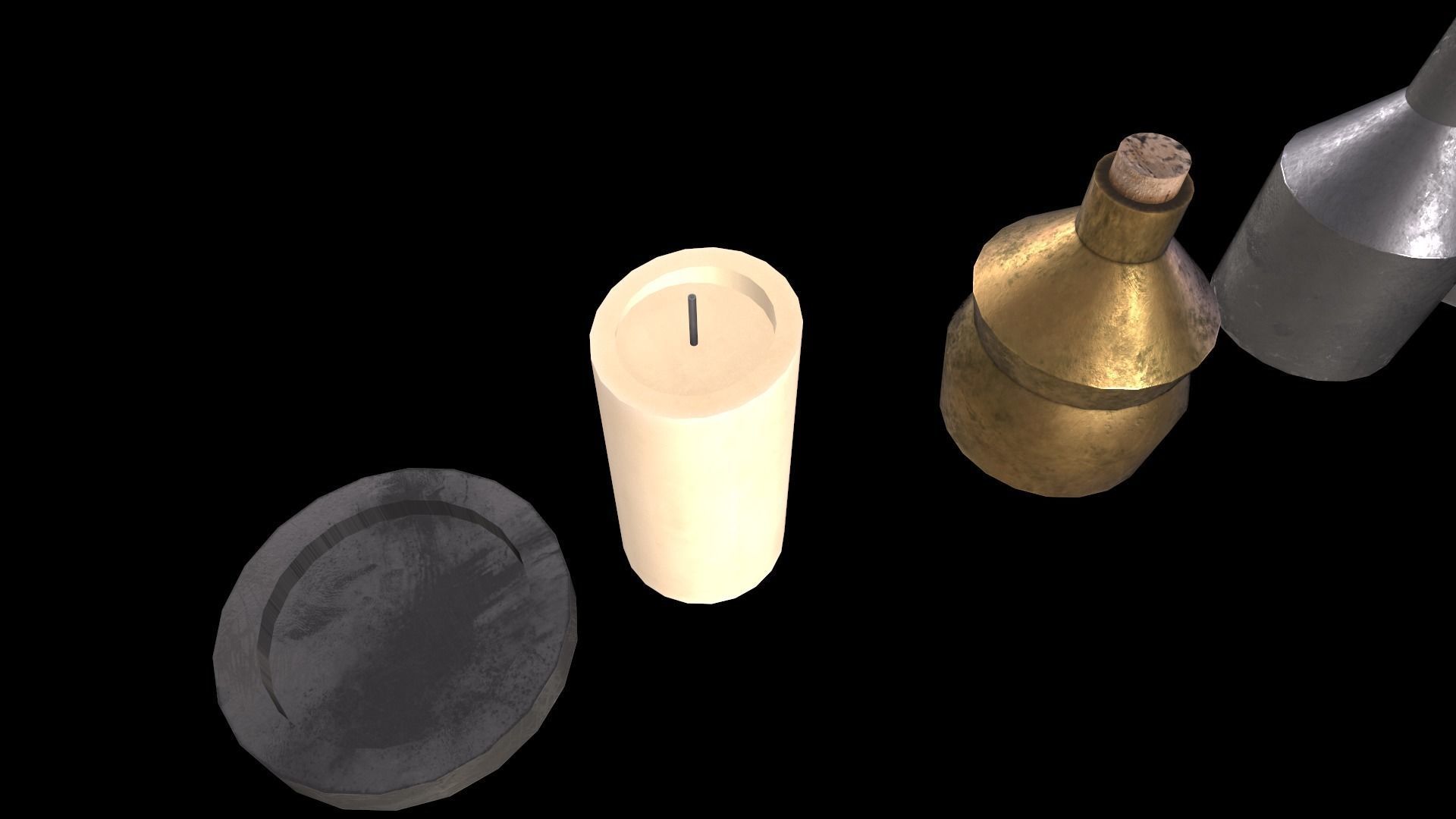 Beverage Bottle and Candle Low-poly 3D model_5