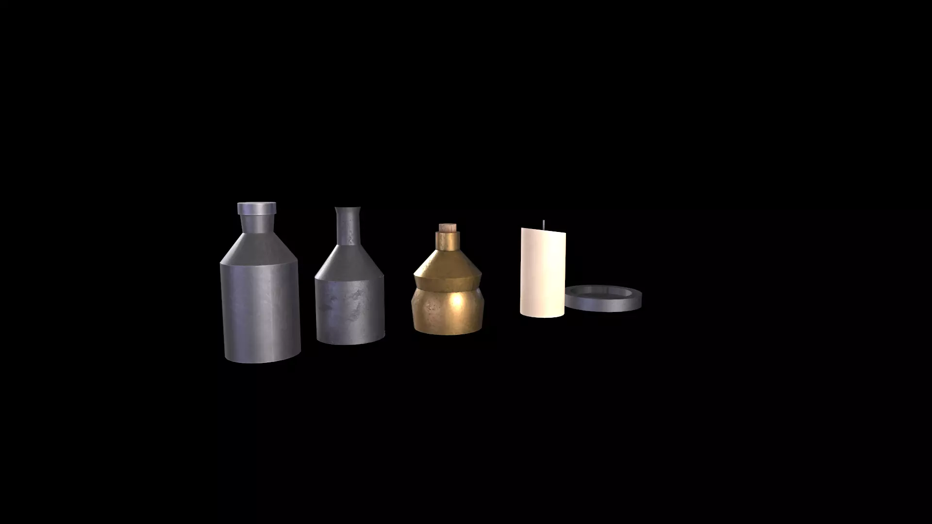Beverage Bottle and Candle Low-poly 3D model_0