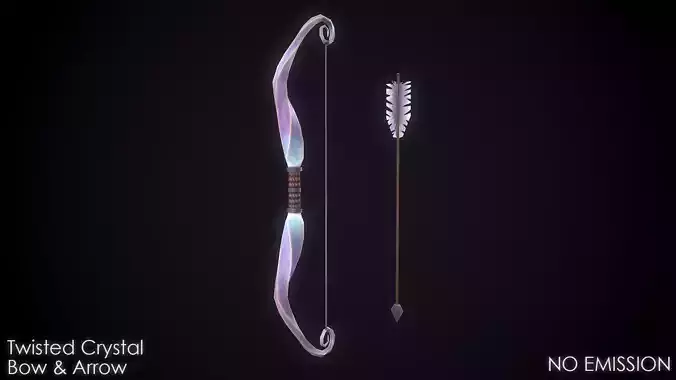 Fantasy Twisted Crystal Bow and Arrow Game-Ready Low-poly 3D model