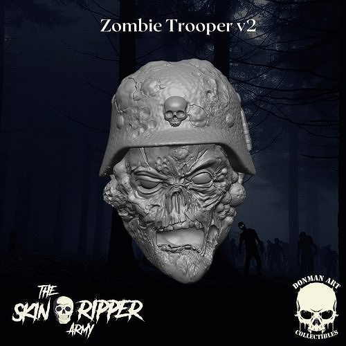 The Zombie Trooper head for 6 inch action figures V2 3D print model