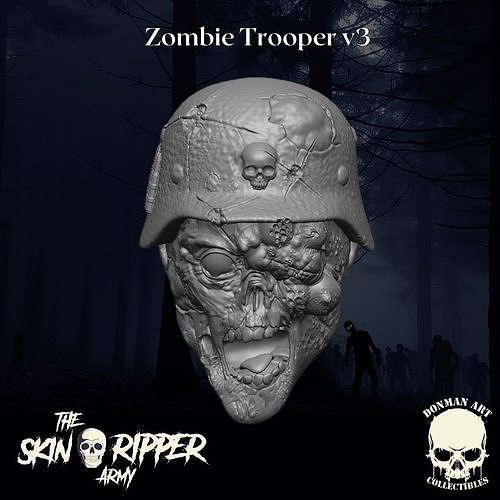 The Zombie Trooper V3 head for 6 inch action figures 3D print model