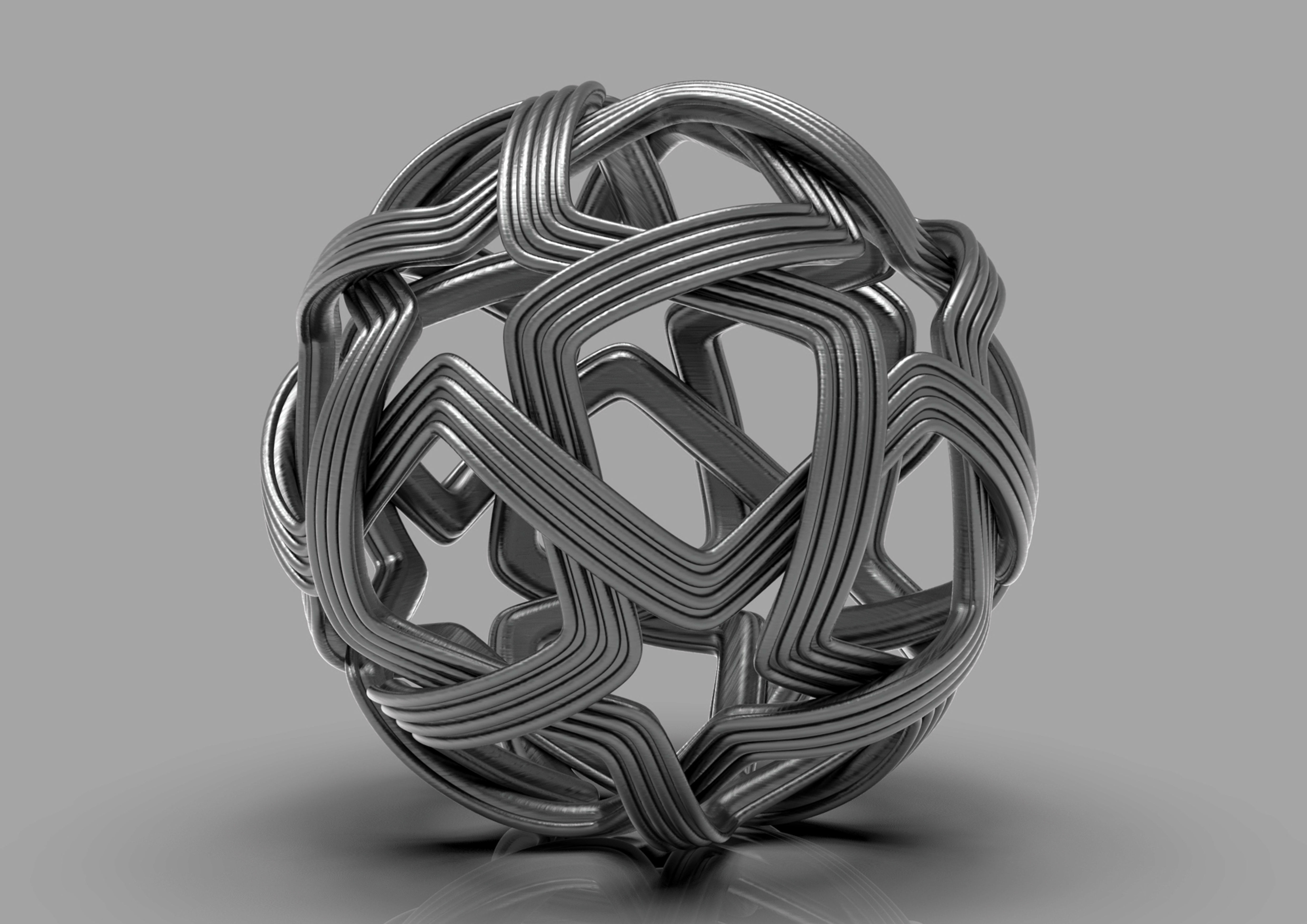 spherezone silver ring made of wires 3D print model_1