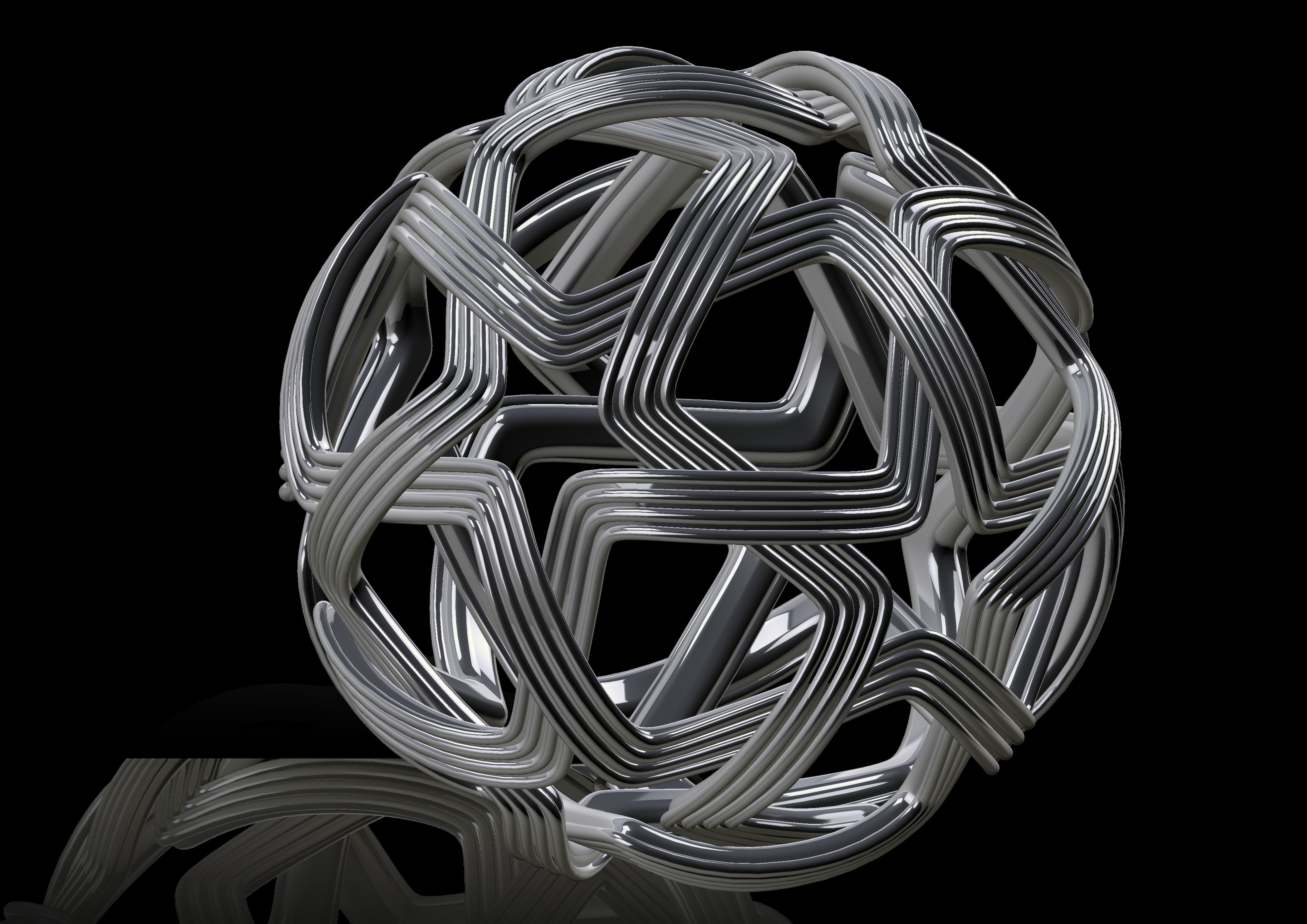 spherezone silver ring made of wires 3D print model_3
