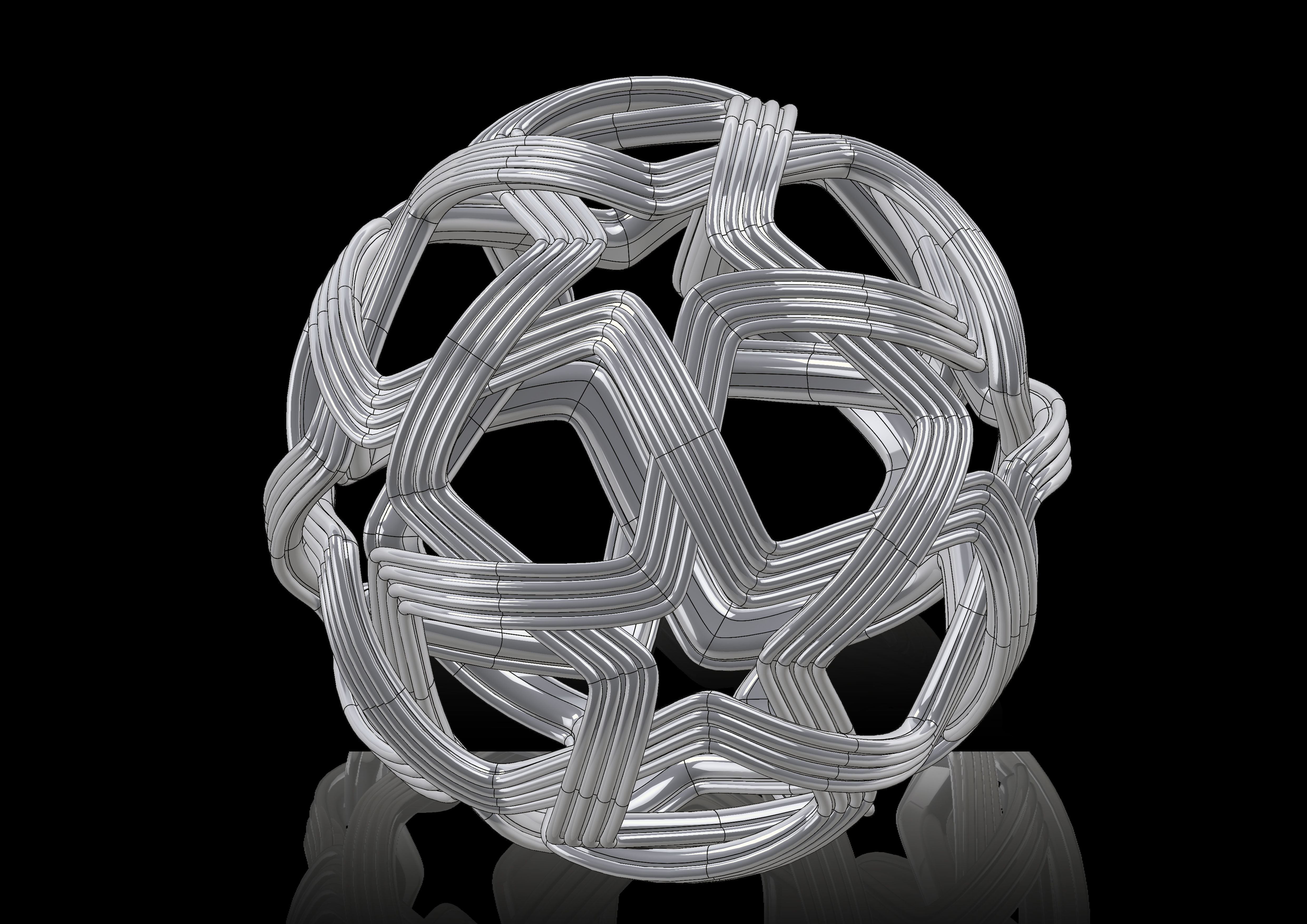 spherezone silver ring made of wires 3D print model_2