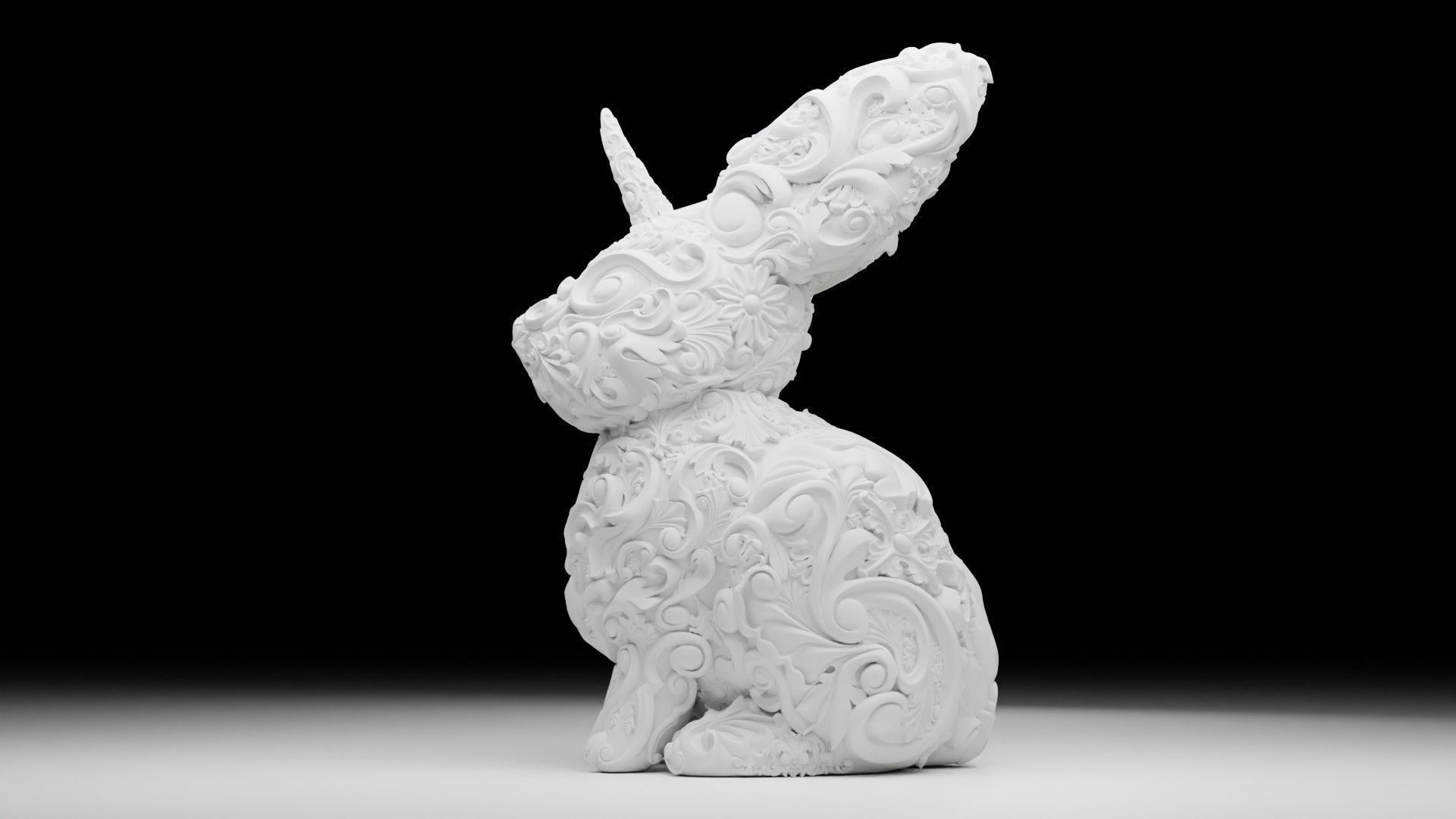Unicorn Bunny Art Nouveau Deco Sugar Skull Style 3D print model_6