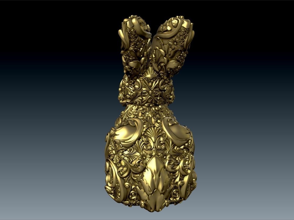 Unicorn Bunny Art Nouveau Deco Sugar Skull Style 3D print model_13