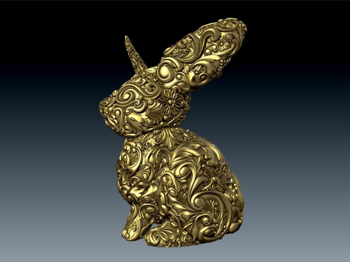 Unicorn Bunny Art Nouveau Deco Sugar Skull Style 3D print model_7