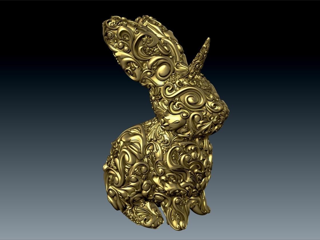 Unicorn Bunny Art Nouveau Deco Sugar Skull Style 3D print model_2
