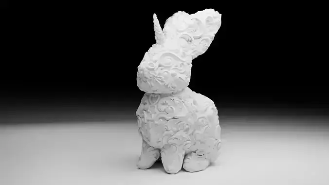 Unicorn Bunny Art Nouveau Deco Sugar Skull Style 3D print model