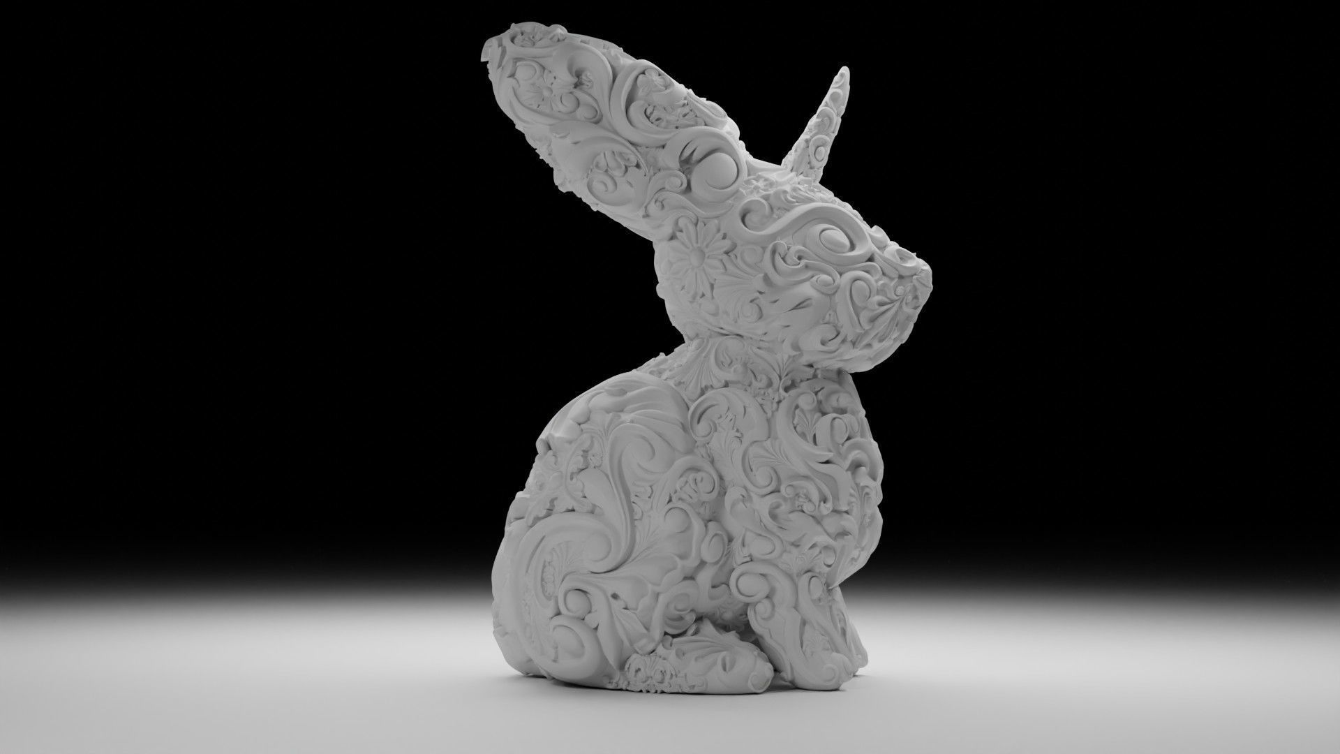 Unicorn Bunny Art Nouveau Deco Sugar Skull Style 3D print model_4