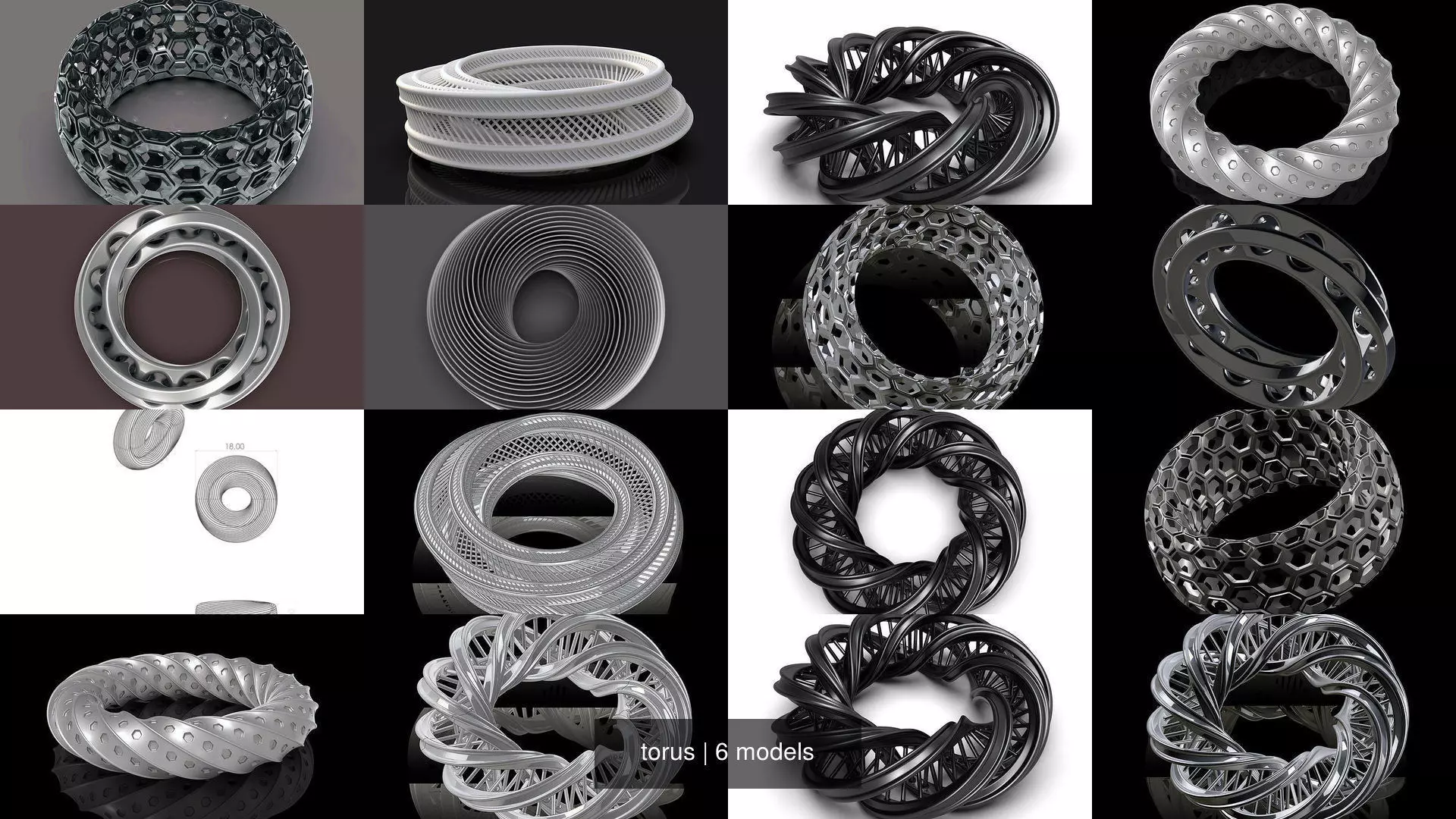 torus ring made of hexagons 3D Model Collection_0