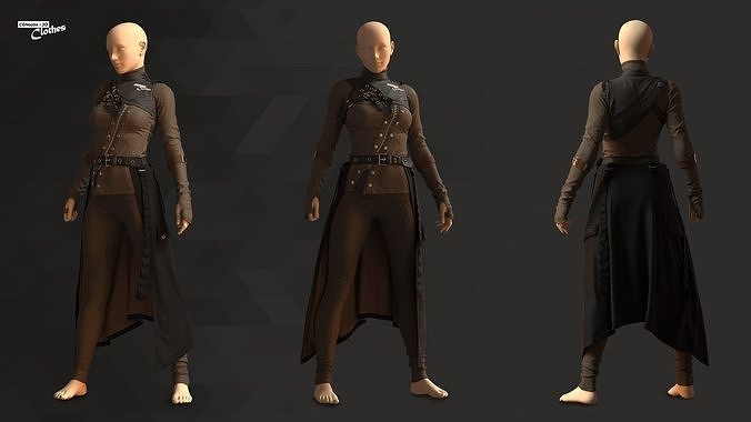 Female Assassin Costume - 64 Marvelous Designer and Clo3D 3D model
