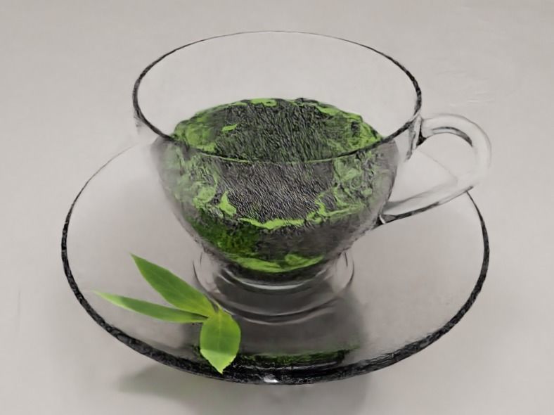 Green tea cup 3D model_5