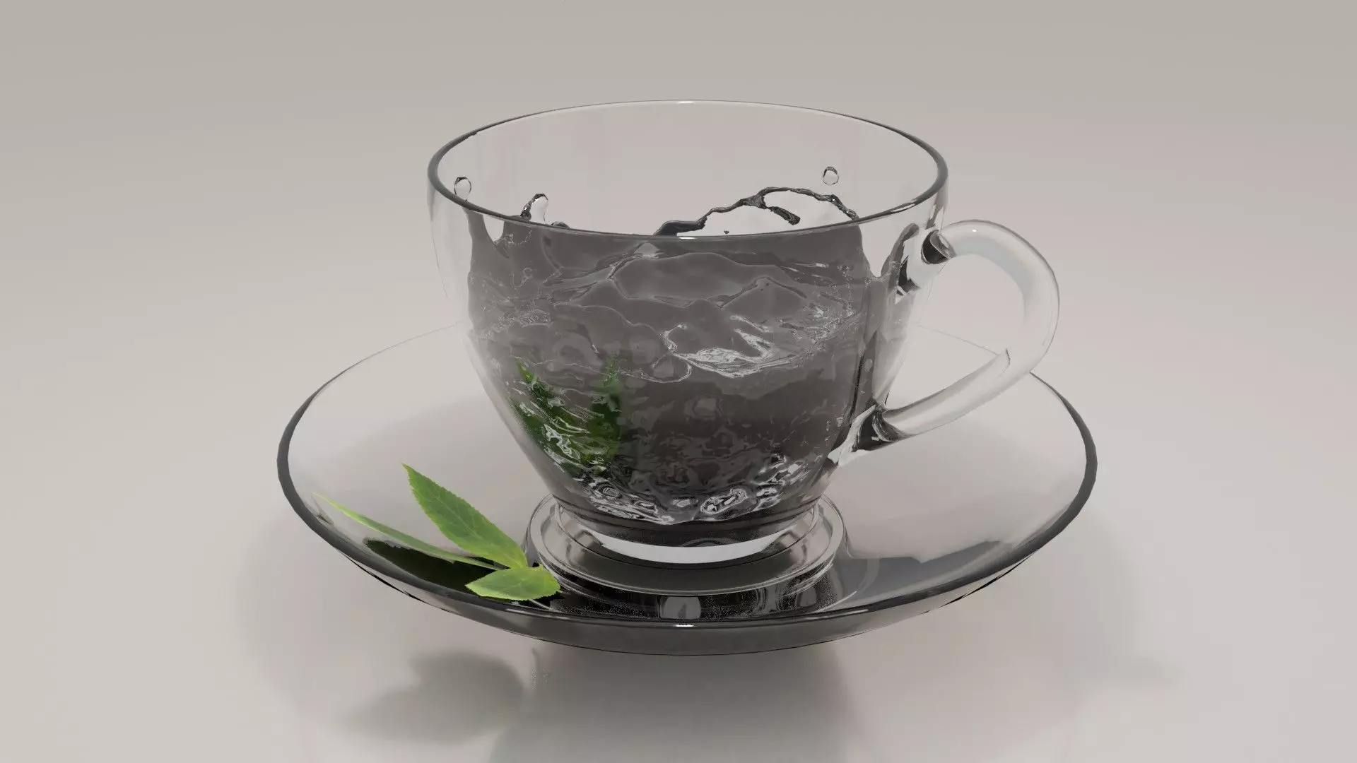 Green tea cup 3D model_0