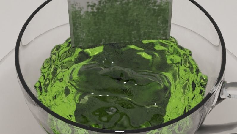 Green tea cup 3D model_2