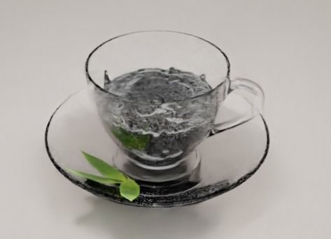 Green tea cup 3D model_4