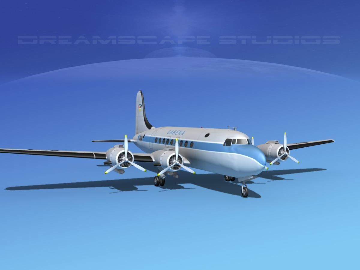 Douglas DC-4 Sabena Airlines 1 3D model_2
