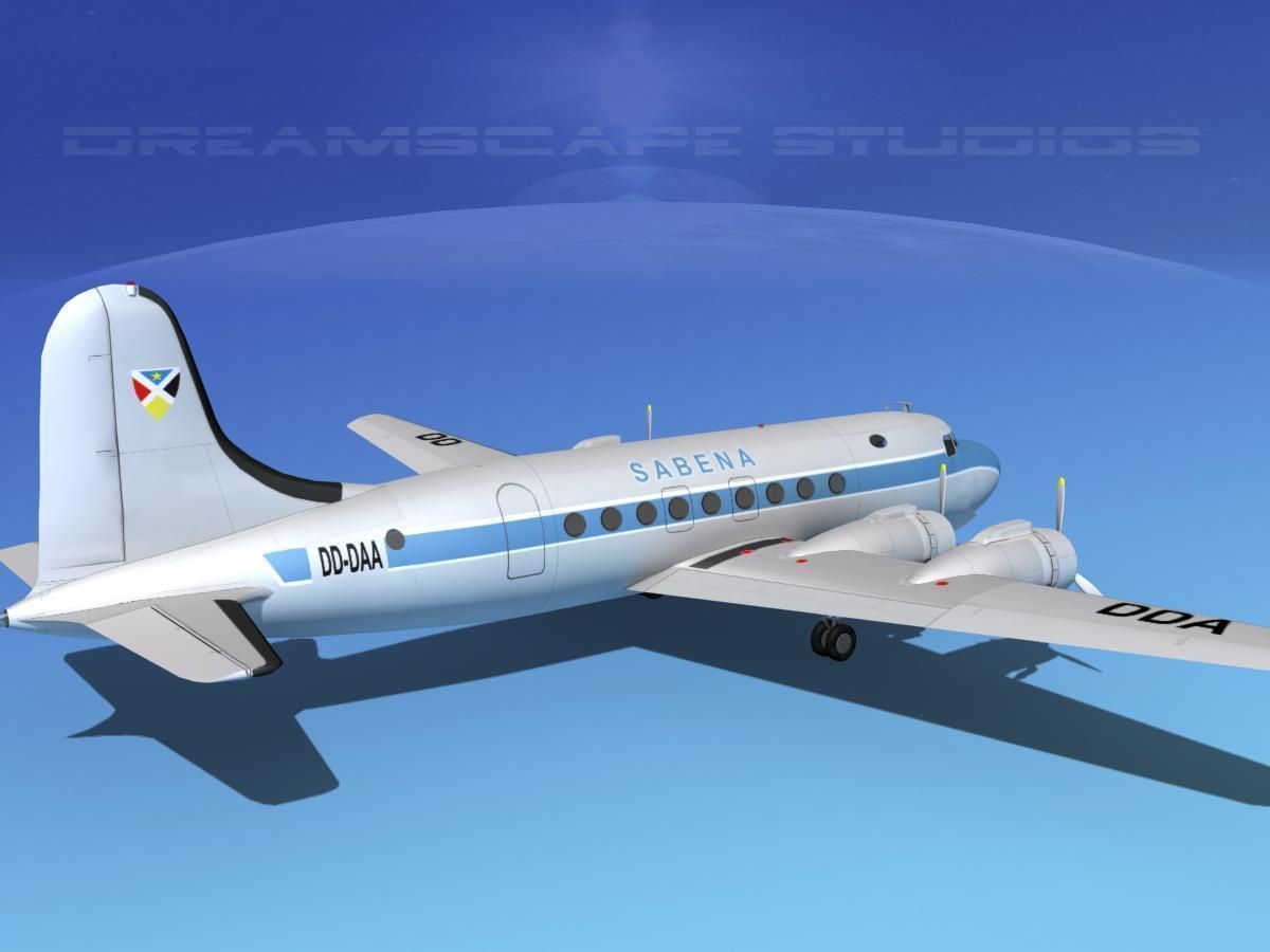 Douglas DC-4 Sabena Airlines 1 3D model_5