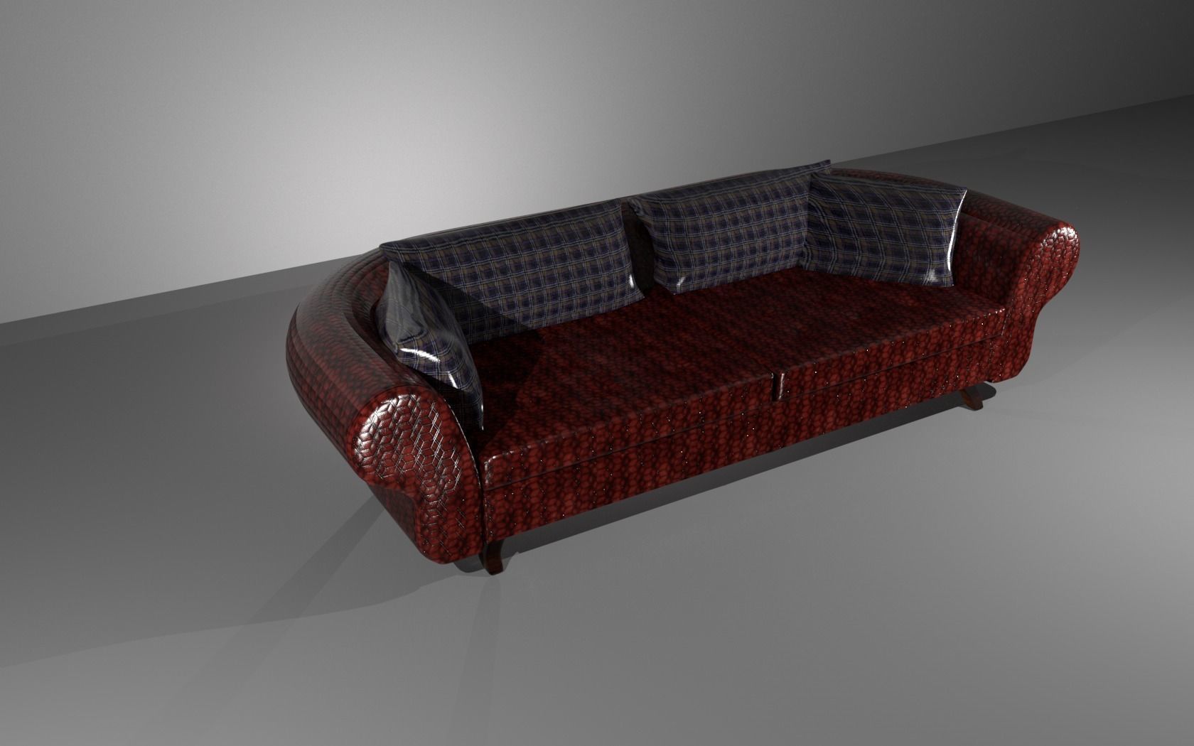 REd leather sofa 3D model_1