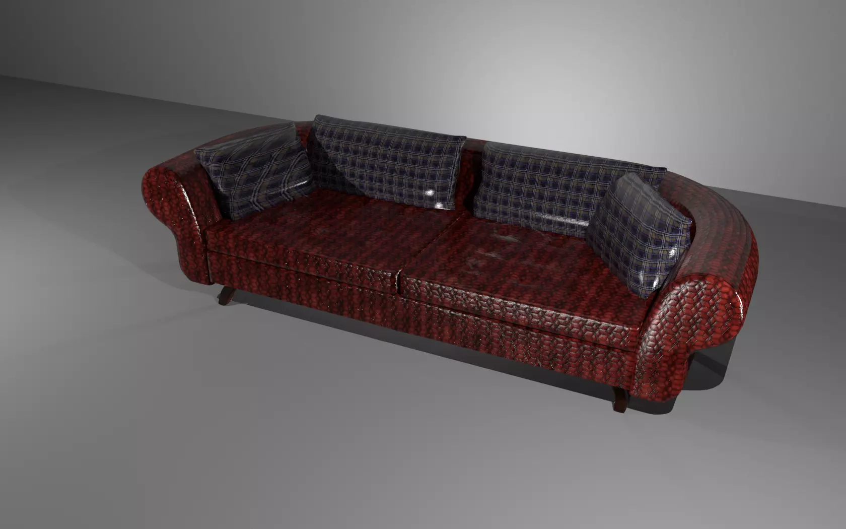 REd leather sofa 3D model_0