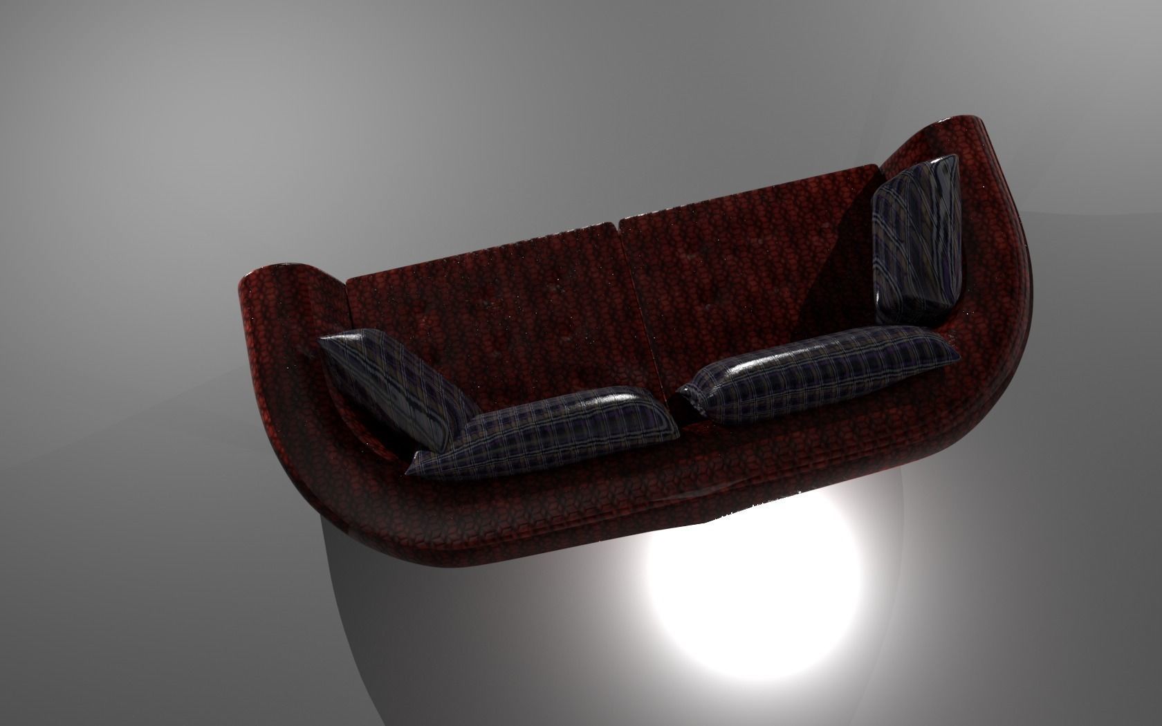 REd leather sofa 3D model_4