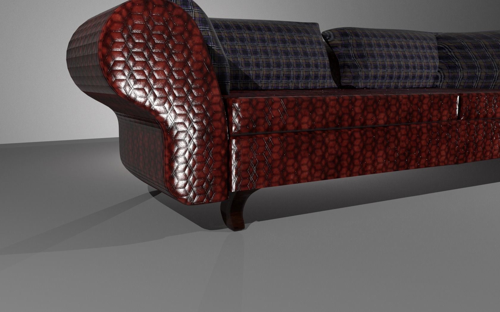 REd leather sofa 3D model_2