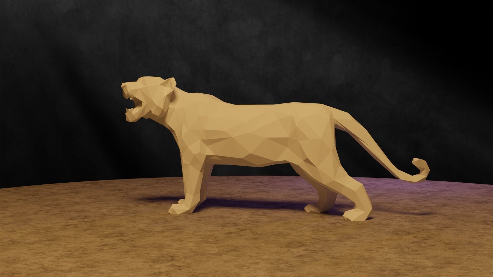 Polygonal Tiger 3D print model_5