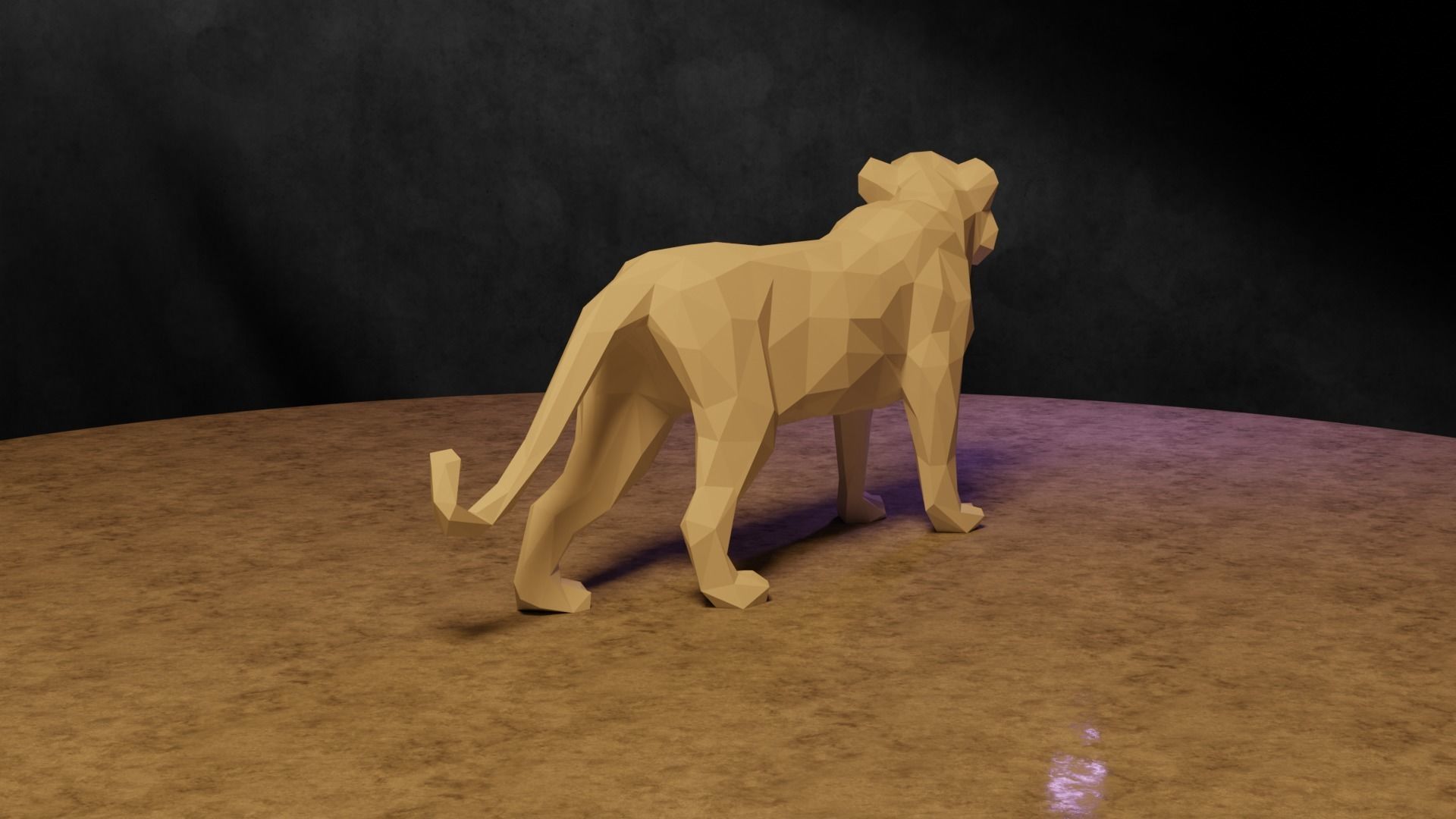 Polygonal Tiger 3D print model_7